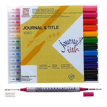 ZIG MEMORY SYSTEM JOURNAL & TITLE Double-headed calligraphy pen (12 color suit) MS-3600/12V (Copy) The Stationers